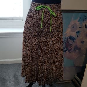 Animal print with pop of lime green, pleated